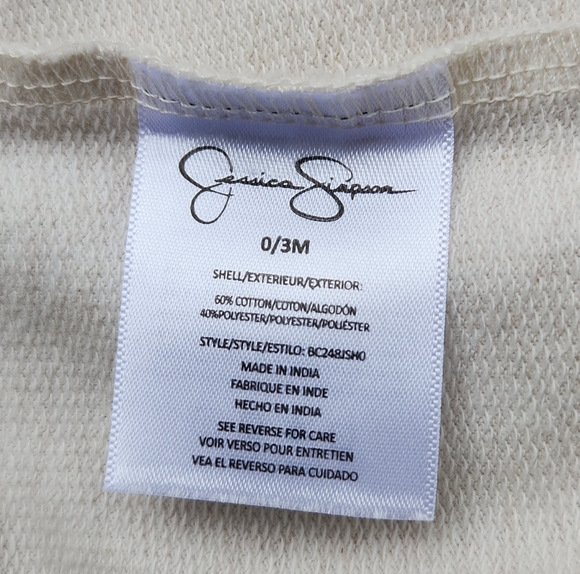 Jessica Simpson Baby Girls Cream Short-Sleeve Sweater Top Size 0-3 Months - Picture 9 of 10